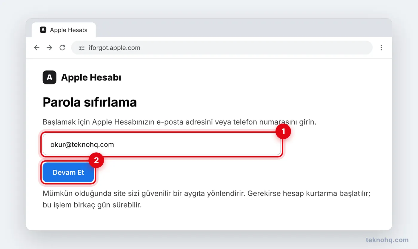 iforgot.apple.com parola sıfırlama sayfası