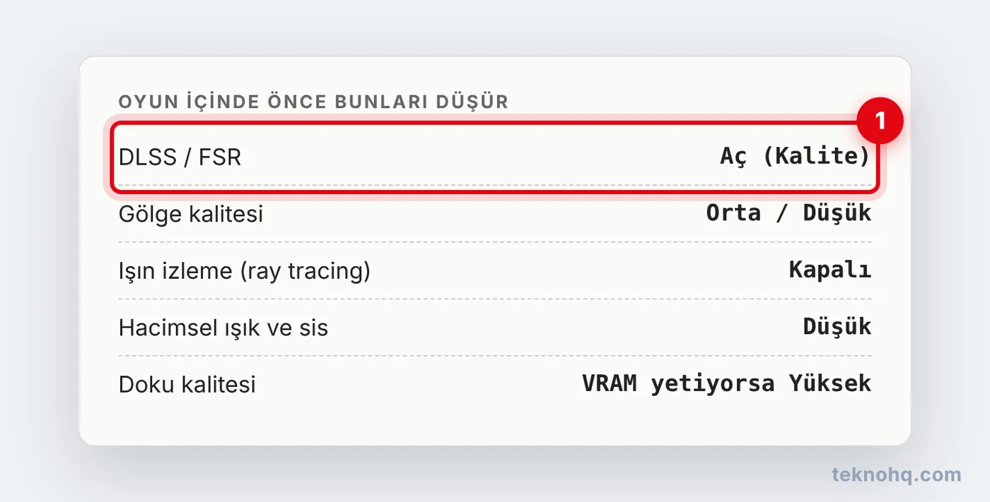 Oyun içi grafik ayarlarında önce düşürülecekler