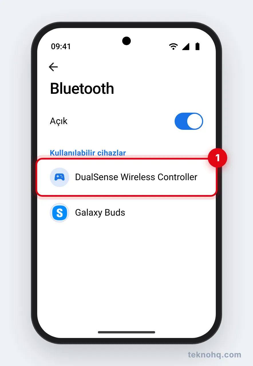 Samsung'da Bluetooth listesinde DualSense Wireless Controller
