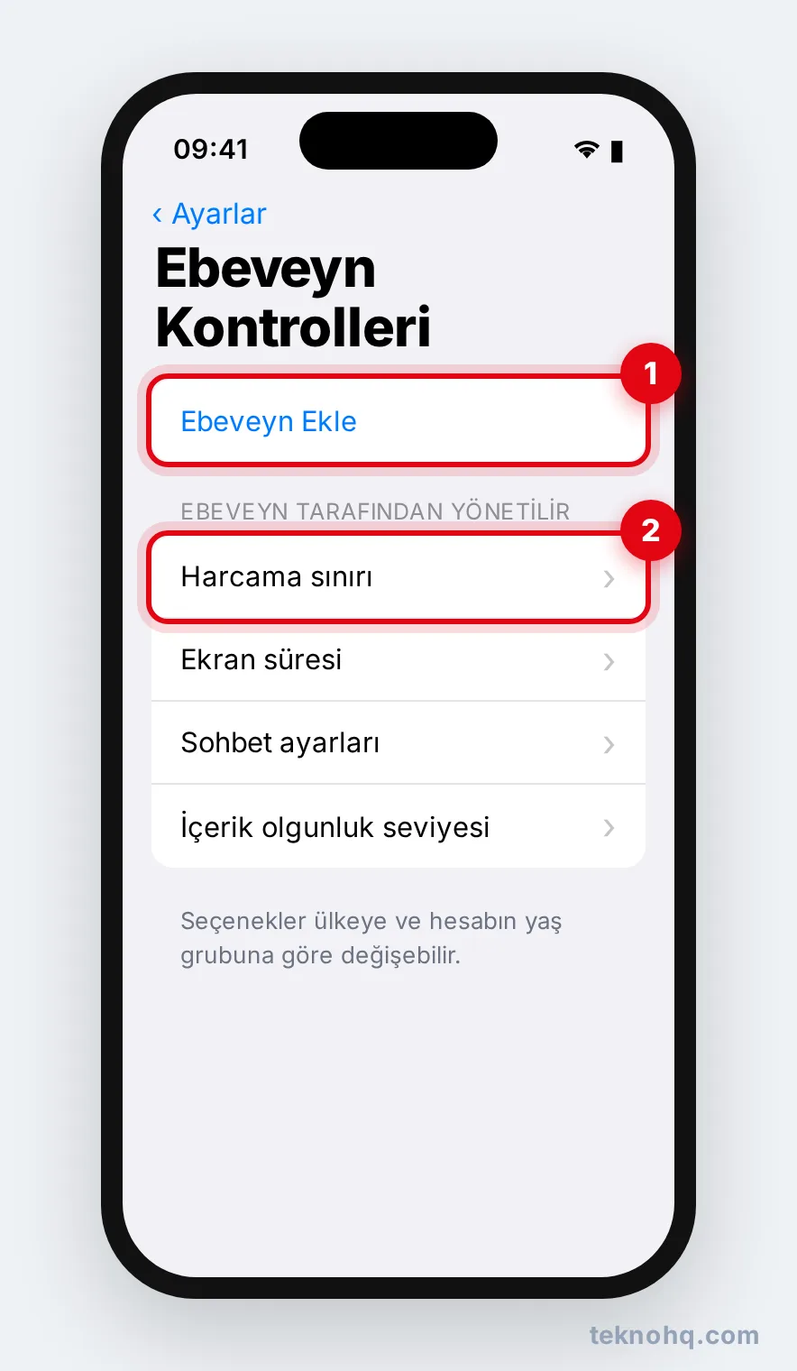 Roblox Ayarlar > Ebeveyn Kontrolleri ekranı
