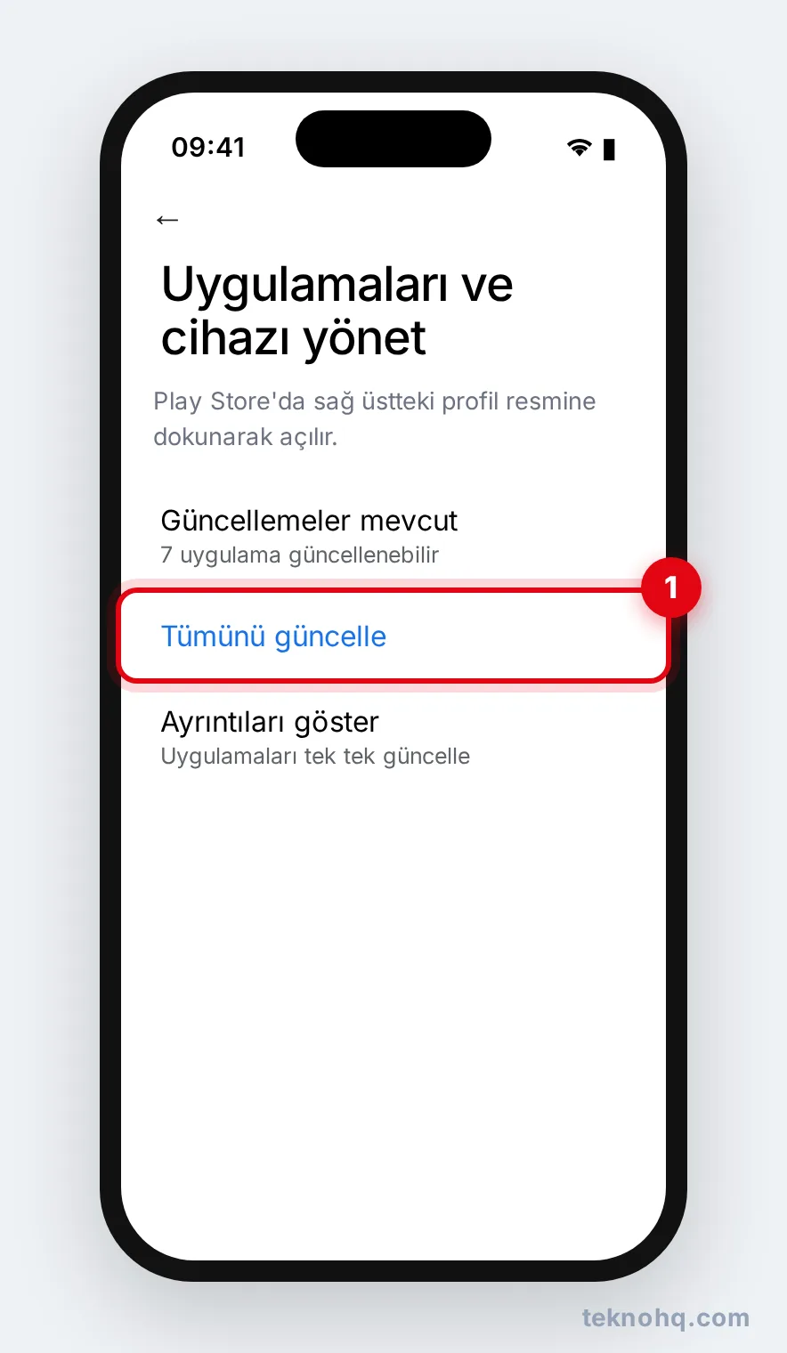 Play Store'da Uygulamaları ve cihazı yönet > Tümünü güncelle
