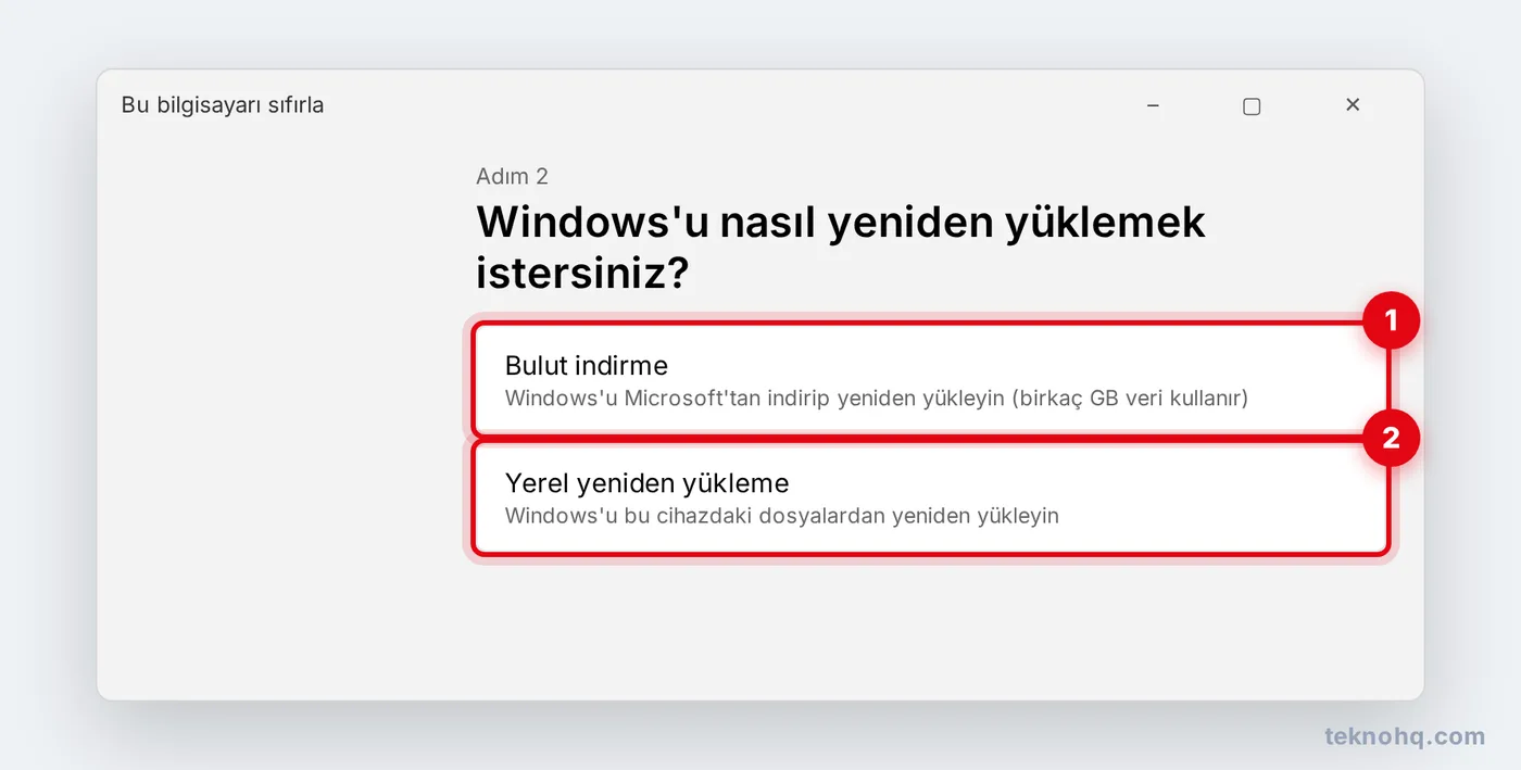 Windows'u nasıl yeniden yüklemek istersiniz: Bulut indirme veya Yerel yeniden yükleme
